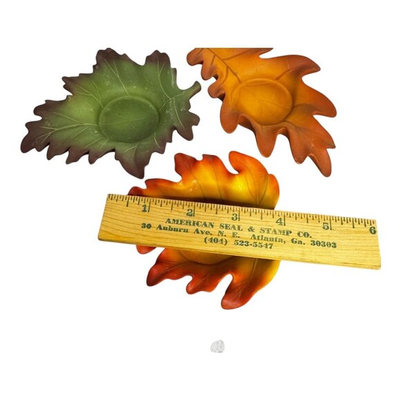 Partylite Whispering Leaves Tealight Trio Ceramic Candle Holders Autumn Colors - Picture 5 of 8